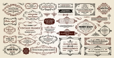 Vintage Typographic Ornamental Design Elements #2, 25xAI