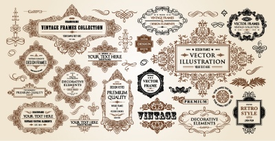 Vintage Typographic Ornamental Design Elements #2, 25xAI