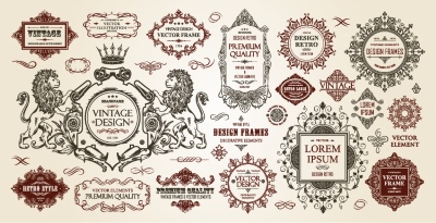 Vintage Typographic Ornamental Design Elements #2, 25xAI