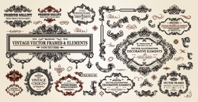 Vintage Typographic Ornamental Design Elements #2, 25xAI