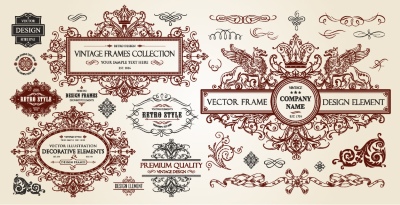 Vintage Typographic Ornamental Design Elements #2, 25xAI