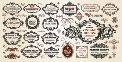 Vintage Typographic Ornamental Design Elements #2, 25xAI