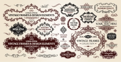 Vintage Typographic Ornamental Design Elements #2, 25xAI