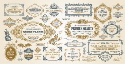 Vintage Typographic Ornamental Design Elements #2, 25xAI