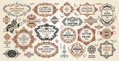 Vintage Typographic Ornamental Design Elements #2, 25xAI