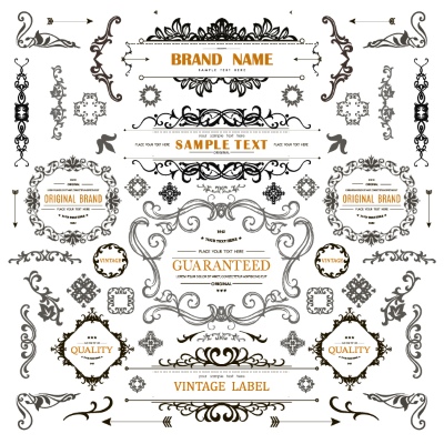 Vintage Typographic Ornamental Design Elements #2, 25xAI