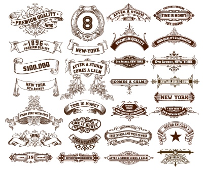 Vintage Typographic Ornamental Design Elements #2, 25xAI