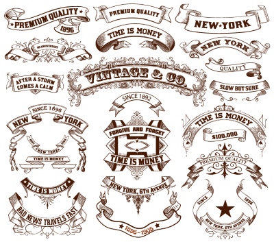 Vintage Typographic Ornamental Design Elements #2, 25xAI