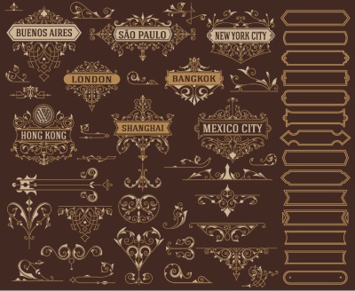 Vintage Typographic Ornamental Design Elements #3, 29xAI