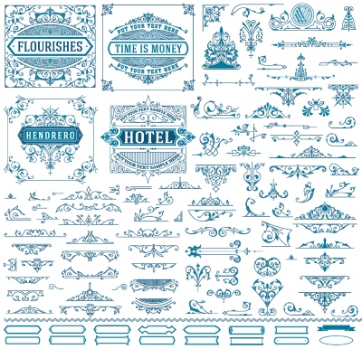 Vintage Typographic Ornamental Design Elements #3, 29xAI