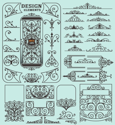 Vintage Typographic Ornamental Design Elements #3, 29xAI