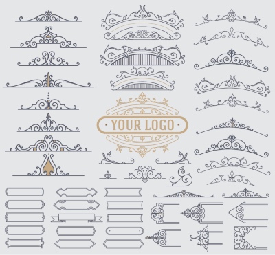 Vintage Typographic Ornamental Design Elements #3, 29xAI