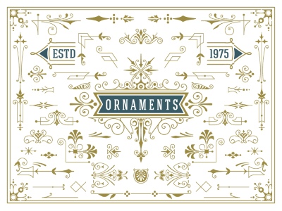 Vintage Typographic Ornamental Design Elements #3, 29xAI