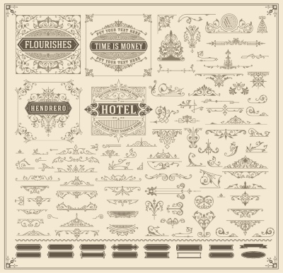 Vintage Typographic Ornamental Design Elements #3, 29xAI