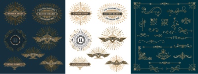 Vintage Typographic Ornamental Design Elements #3, 29xAI