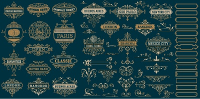 Vintage Typographic Ornamental Design Elements #3, 29xAI