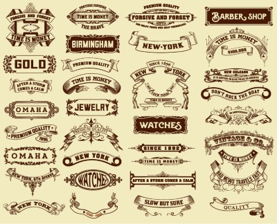 Vintage Typographic Ornamental Design Elements #3, 29xAI