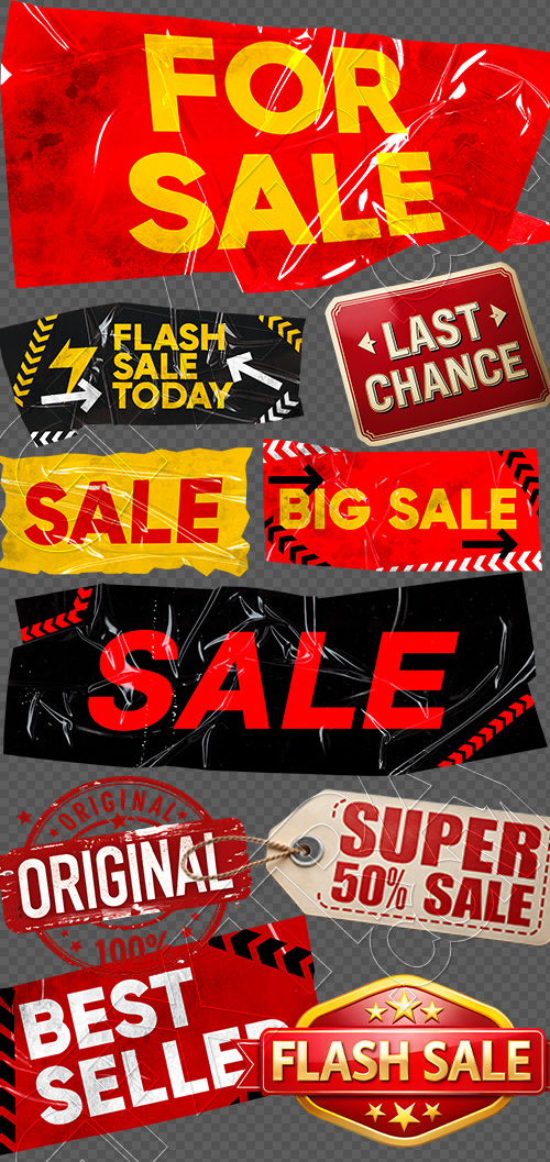 Transparent Sale Labels & Stickers 26xPNG