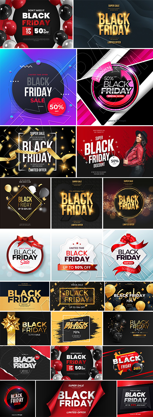 Black Friday Sale Backgrounds, Stories & Elements 44xAI