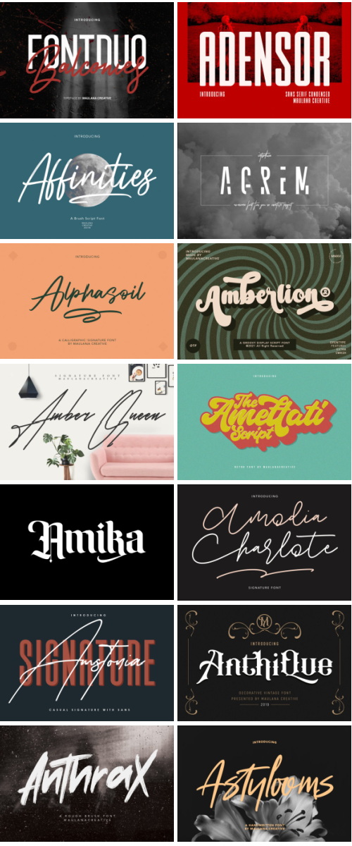 Maulana Sans Serif Script Bundle 214 Typefaces, 329 Fonts