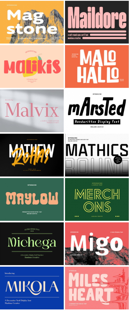 Maulana Sans Serif Script Bundle 214 Typefaces, 329 Fonts