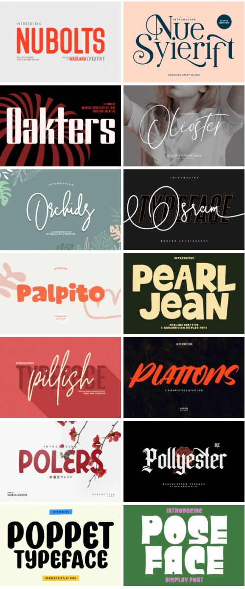Maulana Sans Serif Script Bundle 214 Typefaces, 329 Fonts