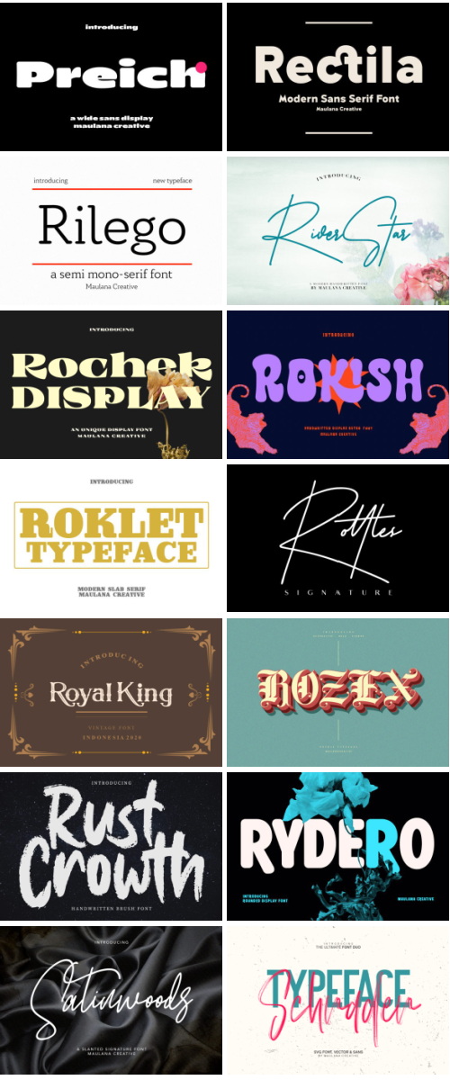 Maulana Sans Serif Script Bundle 214 Typefaces, 329 Fonts