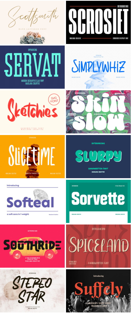 Maulana Sans Serif Script Bundle 214 Typefaces, 329 Fonts