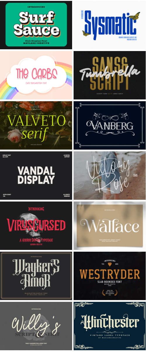 Maulana Sans Serif Script Bundle 214 Typefaces, 329 Fonts