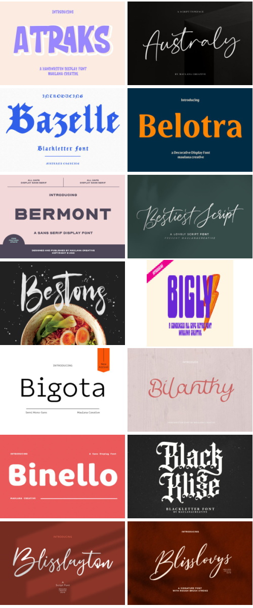 Maulana Sans Serif Script Bundle 214 Typefaces, 329 Fonts