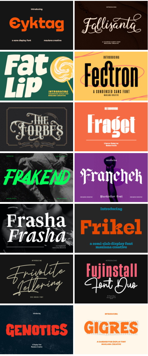 Maulana Sans Serif Script Bundle 214 Typefaces, 329 Fonts
