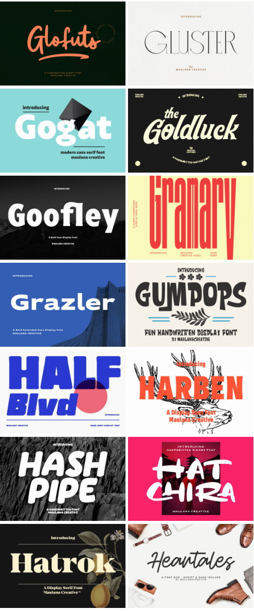 Maulana Sans Serif Script Bundle 214 Typefaces, 329 Fonts
