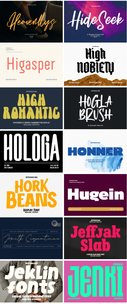 Maulana Sans Serif Script Bundle 214 Typefaces, 329 Fonts