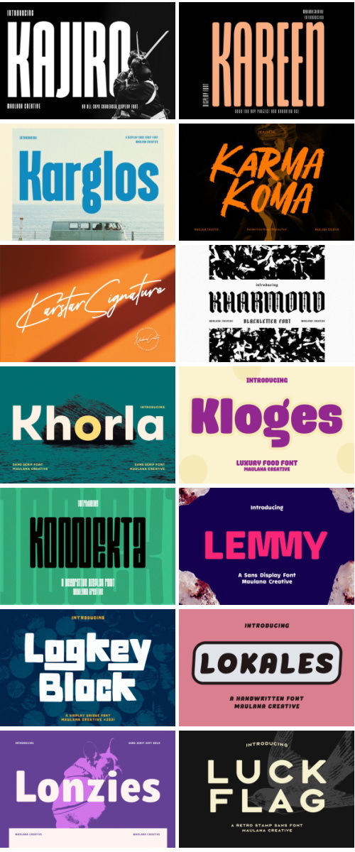 Maulana Sans Serif Script Bundle 214 Typefaces, 329 Fonts