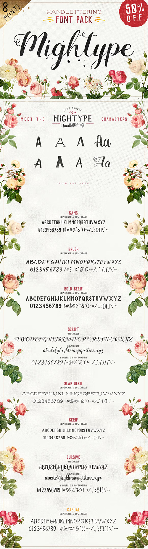 Mightype FontPack Handlettering 8xOTF 325475