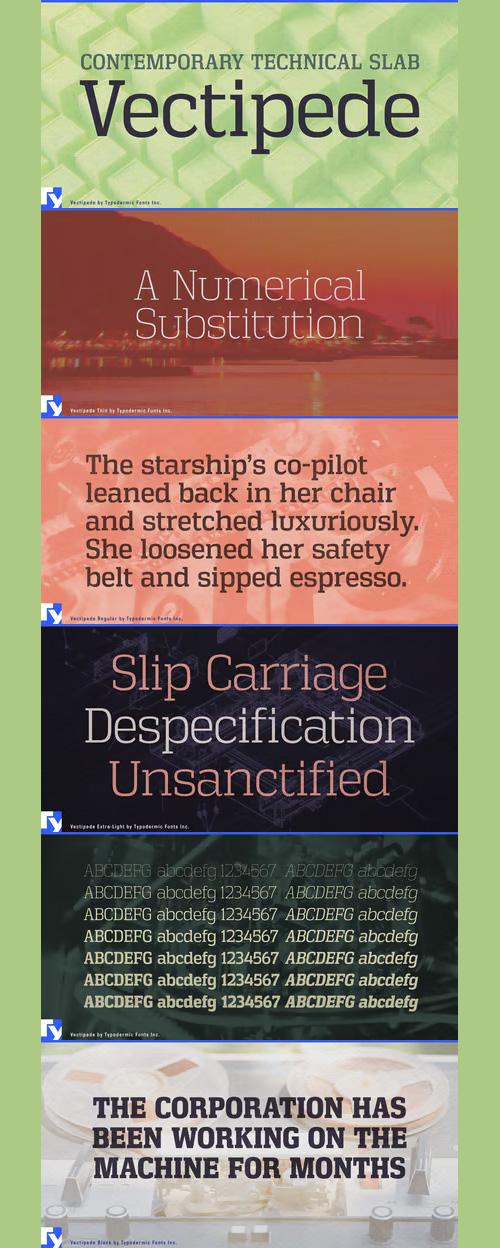 Vectipede - Technical Slab Fonts 14xOTF