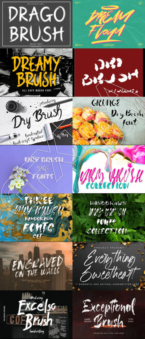 415 Premium Brush Rough Fonts Bundle 533xOTF