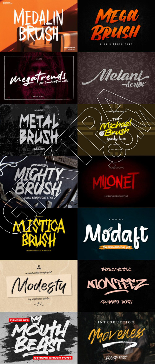 415 Premium Brush Rough Fonts Bundle 533xOTF