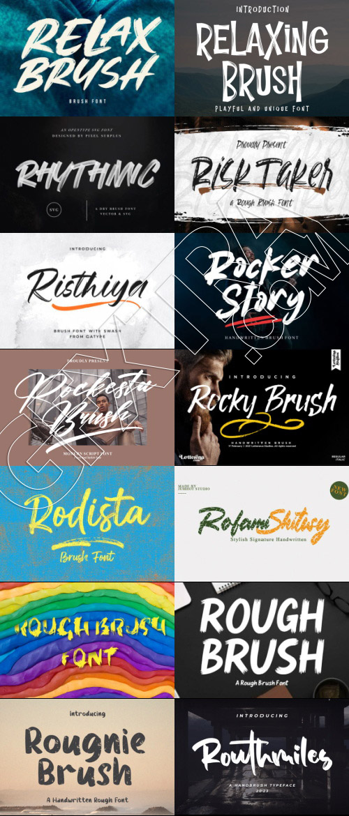 415 Premium Brush Rough Fonts Bundle 533xOTF