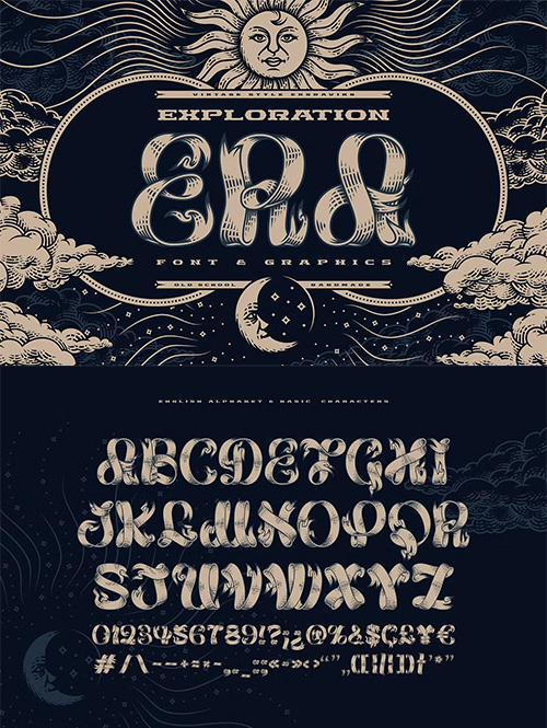 Exploration Era - Font & Graphics 3xOTF, EPS 178779736