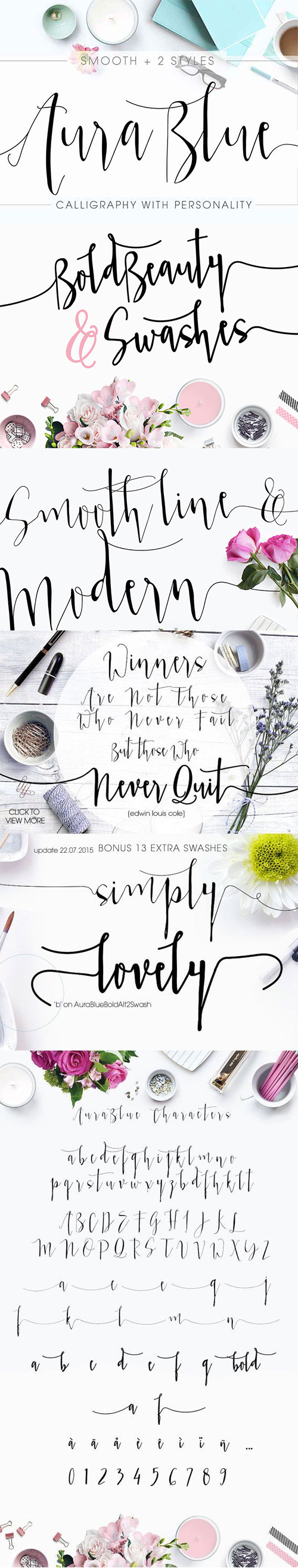 Aura Blue - Modern Calligraphy Font 256284