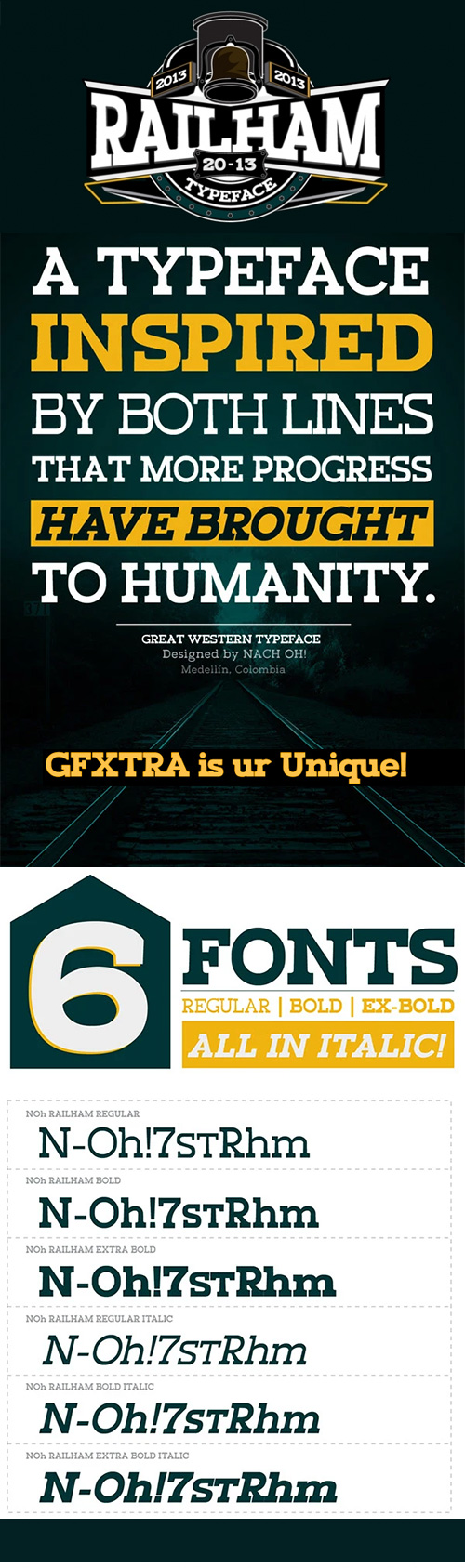 Railham Font Family 6xOTF