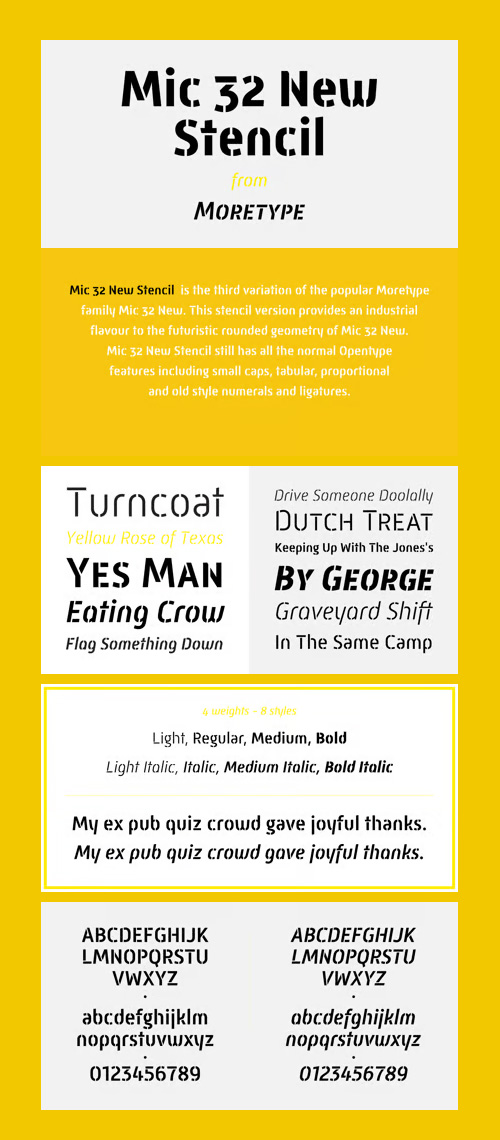 Mic 32 New Stencil Font Family 8xOTF