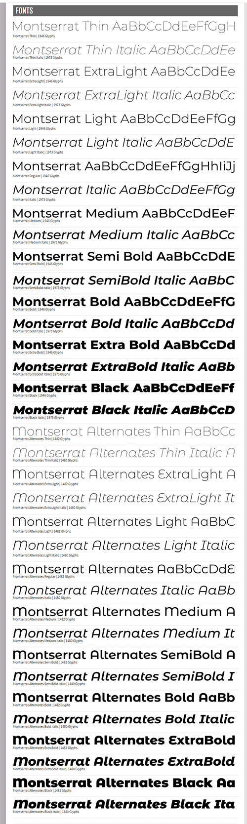 Montserrat Sans Serif - 36xOTF & 2xTTF Variable
