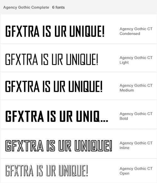 Agency Gothic CT - Wonderful, Narrow, Squarish Art Deco 6xOTF