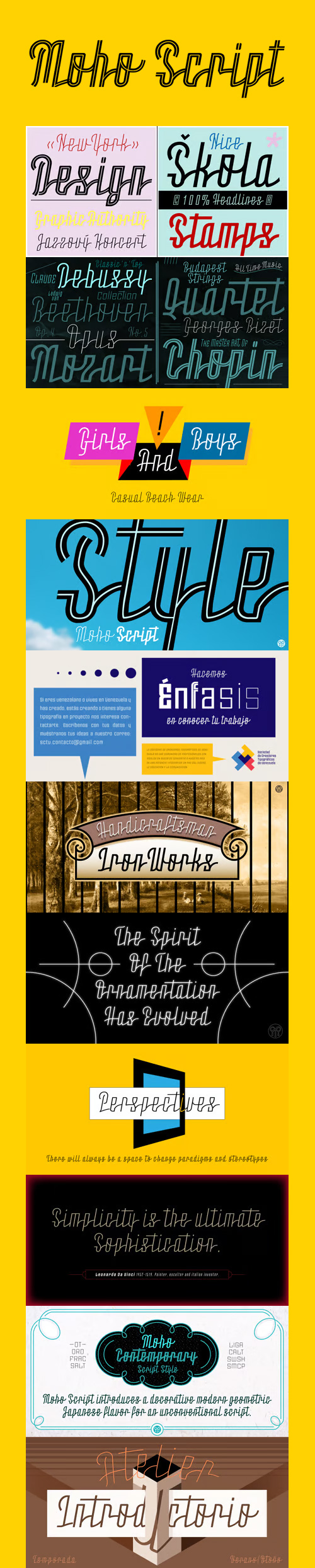 Moho Script - Decorative Modern Geometric Typeface 6xOTF