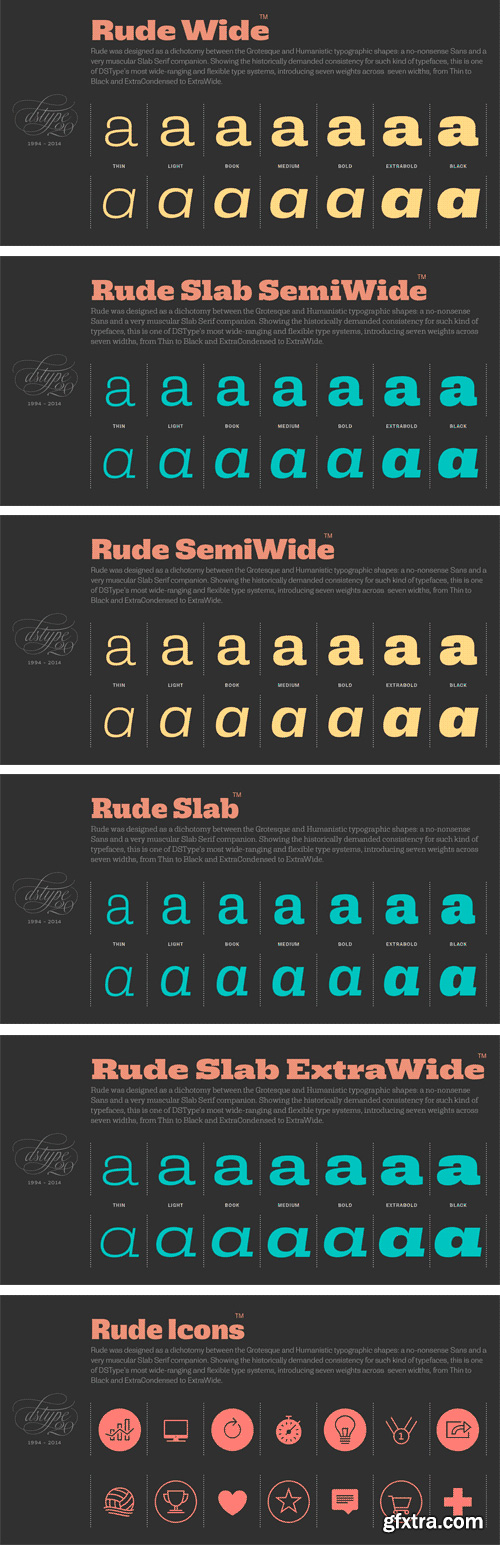 Rude - 15 Font Families [200 Fonts]