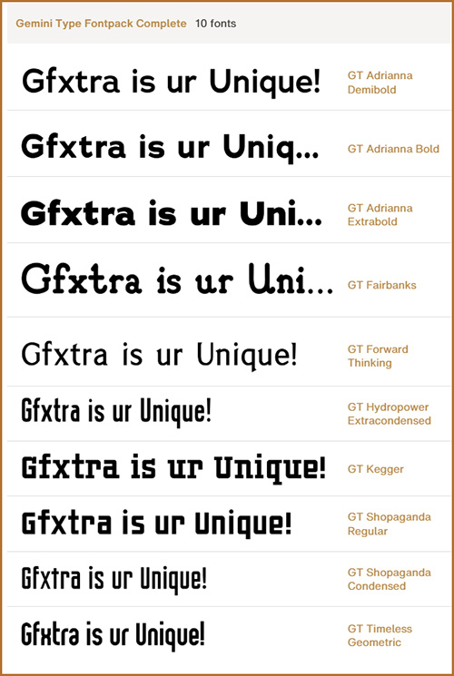 Gemini Type Fontpack 10xOTF