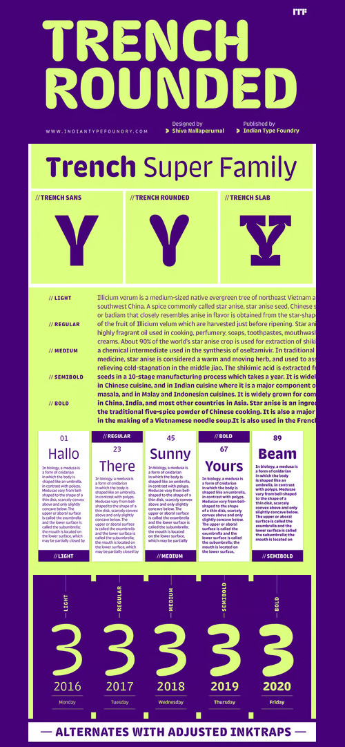 Trench Rounded Font Family 5xOTF Trench Rounded Font Family 5xOTF