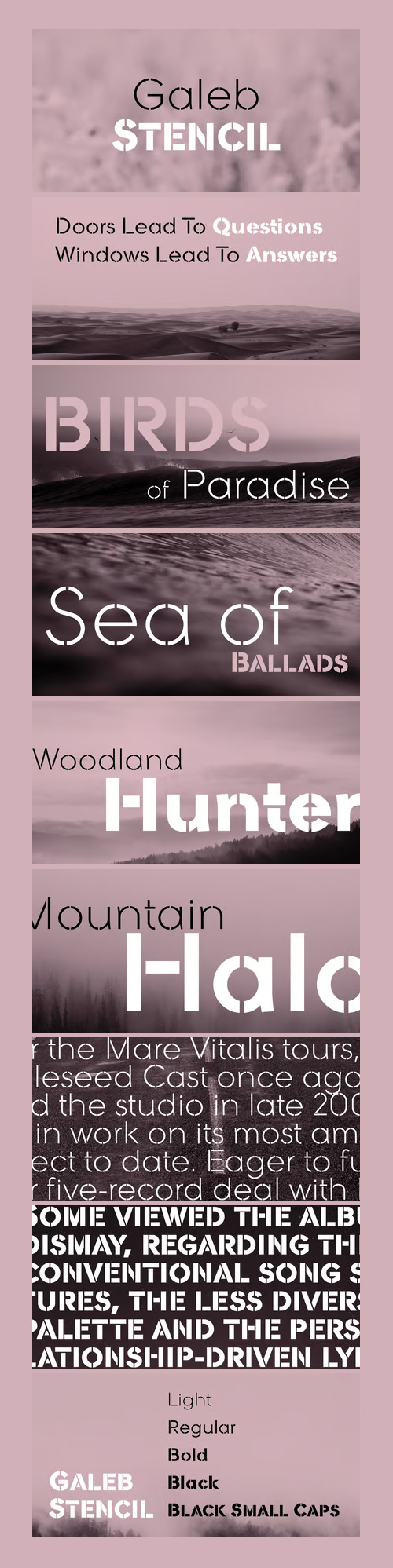 Galeb Stencil Font Family 5xOTF